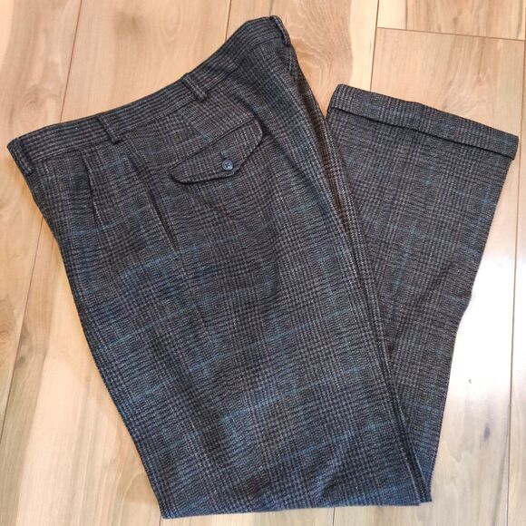 VTG Polo Ralph Lauren USA Heavy Flannel Wool Pleated Cuffed Dress Pants Sz 34X33 - Picture 5 of 13